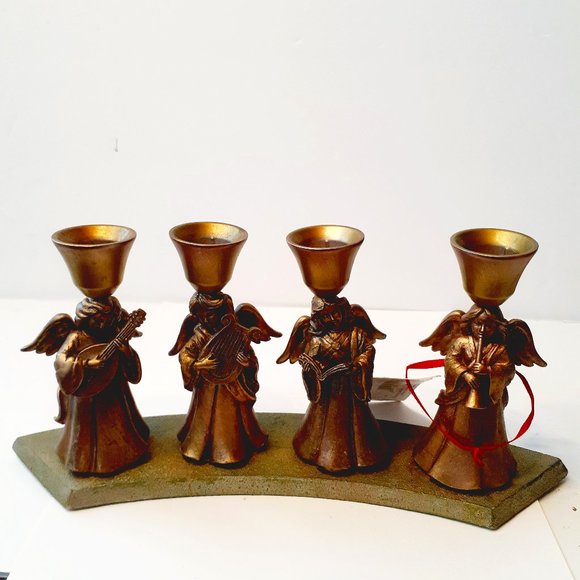 Hallmark Holiday Vintage Hallmark Advent Candle Holder Angels Holding Musical Instruments W